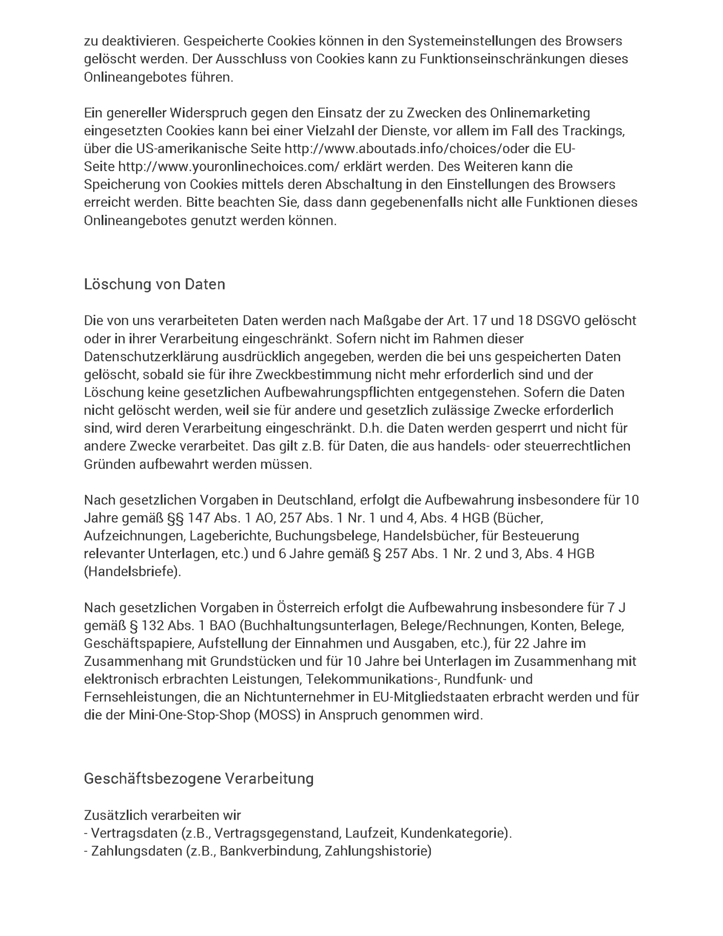 Datenschutzerklärung Seite 5